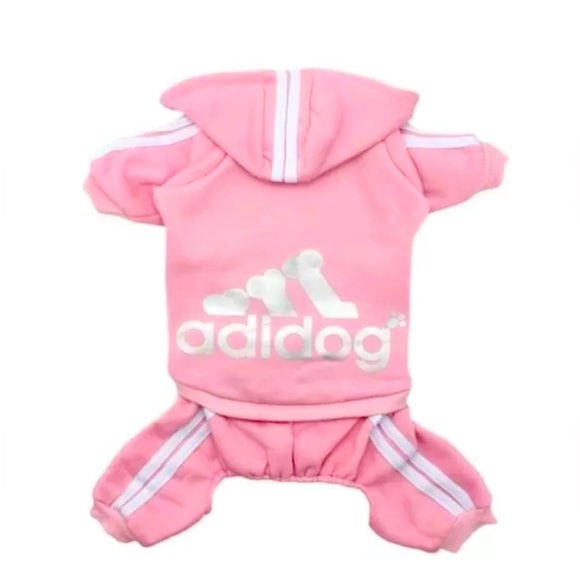 Adidadog Pink Princess Dog Track Jogging Suit, Adorable One Piece Sweat Suit - Picture 1 of 5
